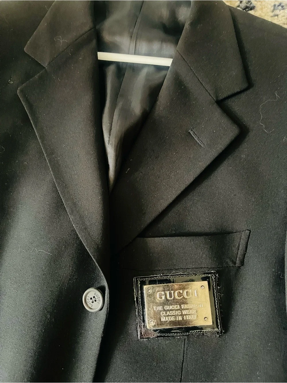 Gucci Black Men's Three-Button Tailored Blazer